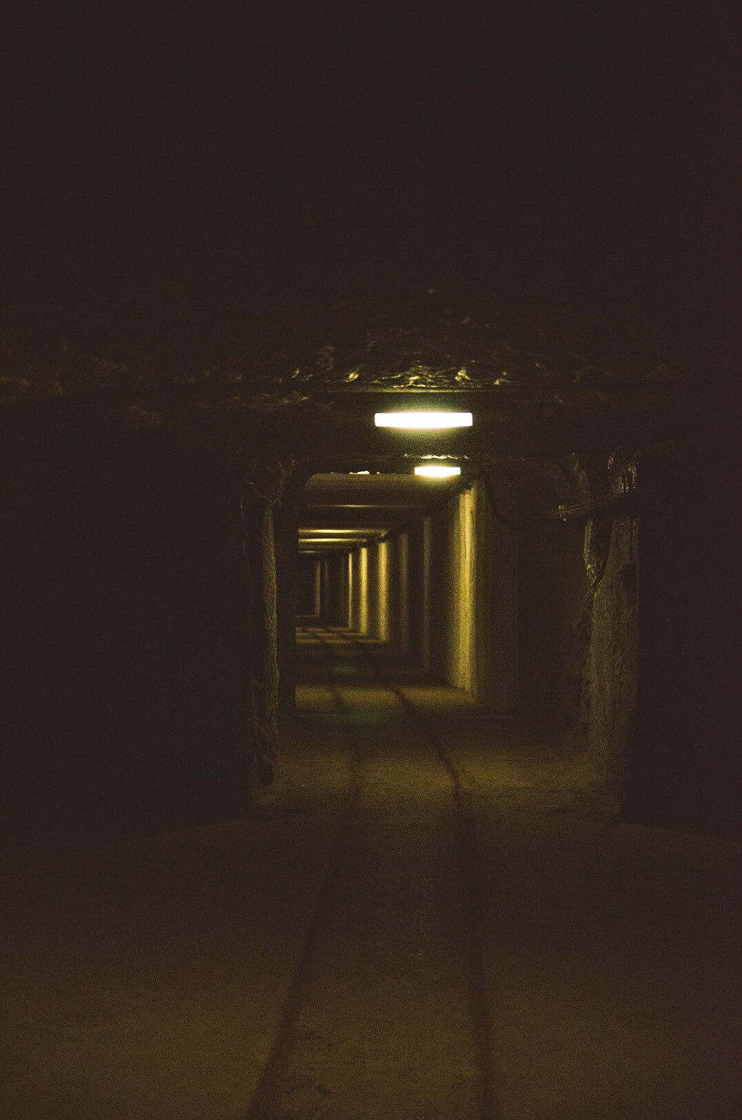 Underground salt chapel with carved salt chandeliers in Wieliczka Salt Mine